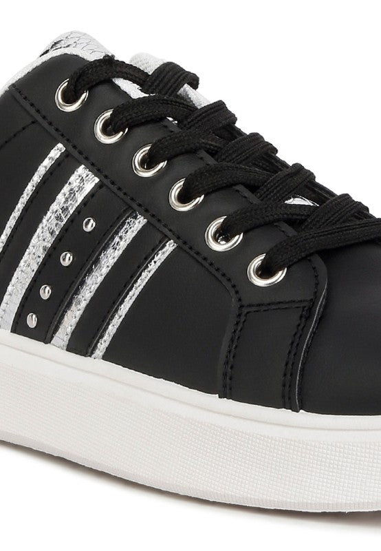 Metallic Faux Croc Sneakers