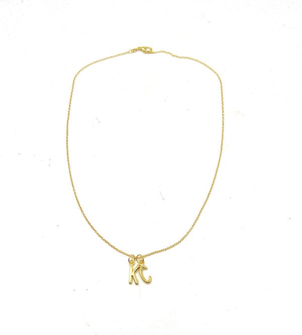 KC Initial Gold Necklace Chiefs