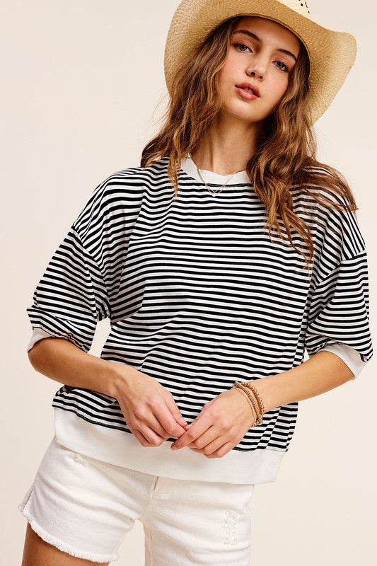 Red Zone Stripe Short Sleeve Top