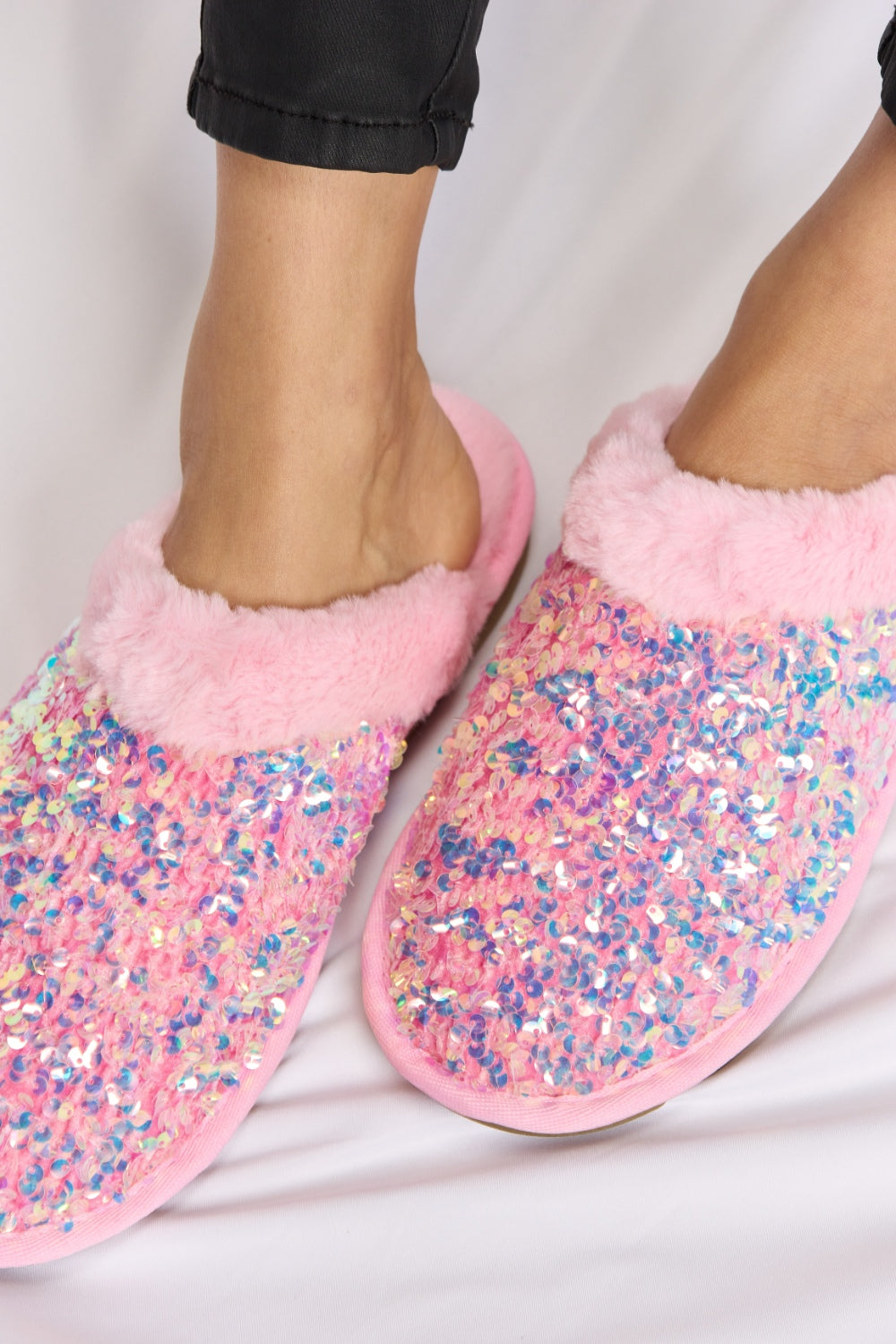 Forever Sequin Plush Slippers