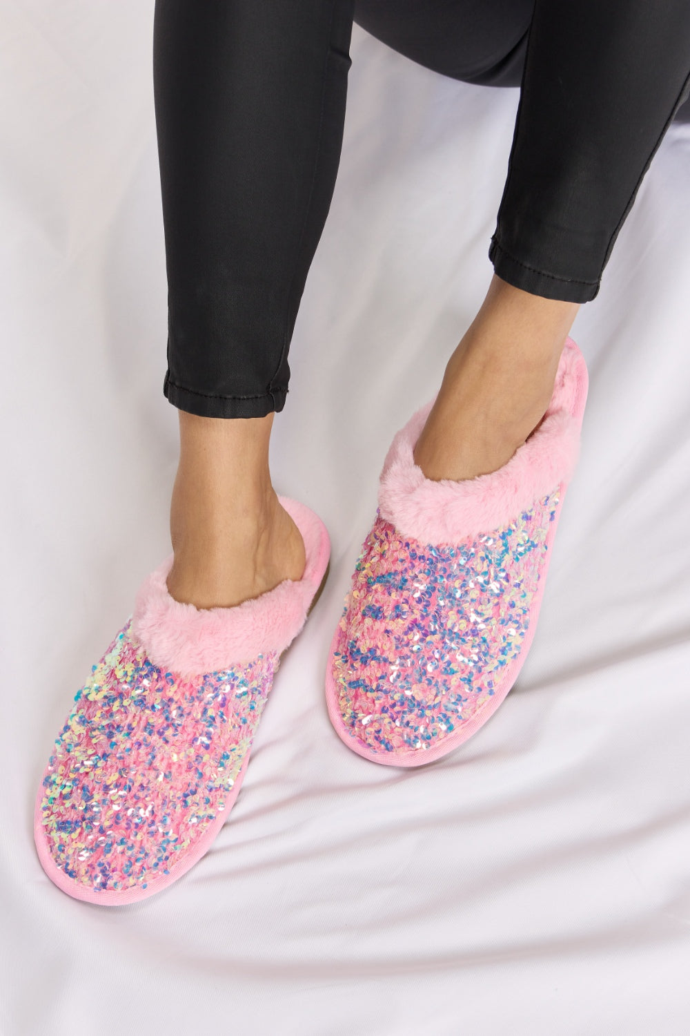 Forever Sequin Plush Slippers