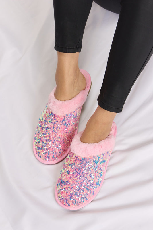 Forever Sequin Plush Slippers