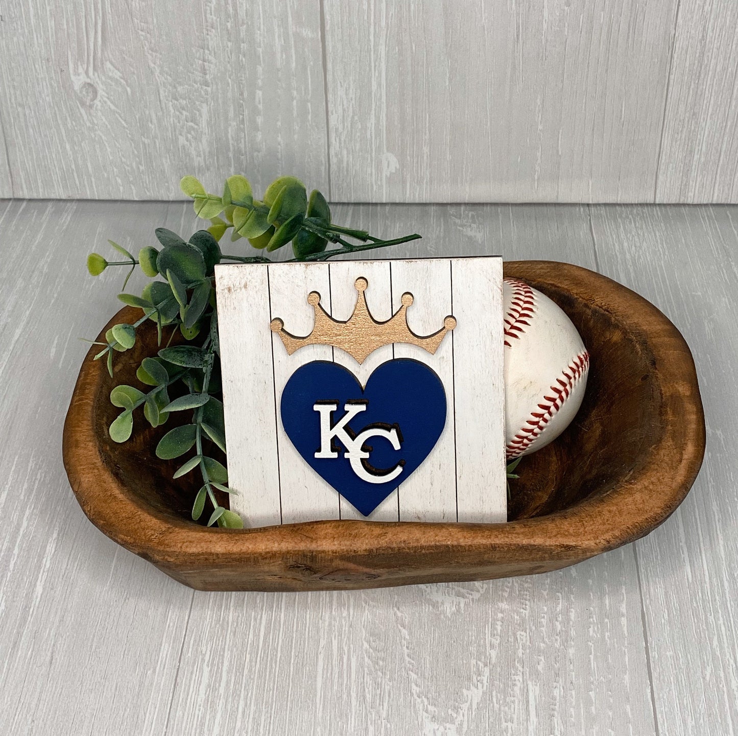 Kansas City Royals Baseball Tiered Tray Leaning Ladder Decore | KC Royals Farmhouse Wood Sign |