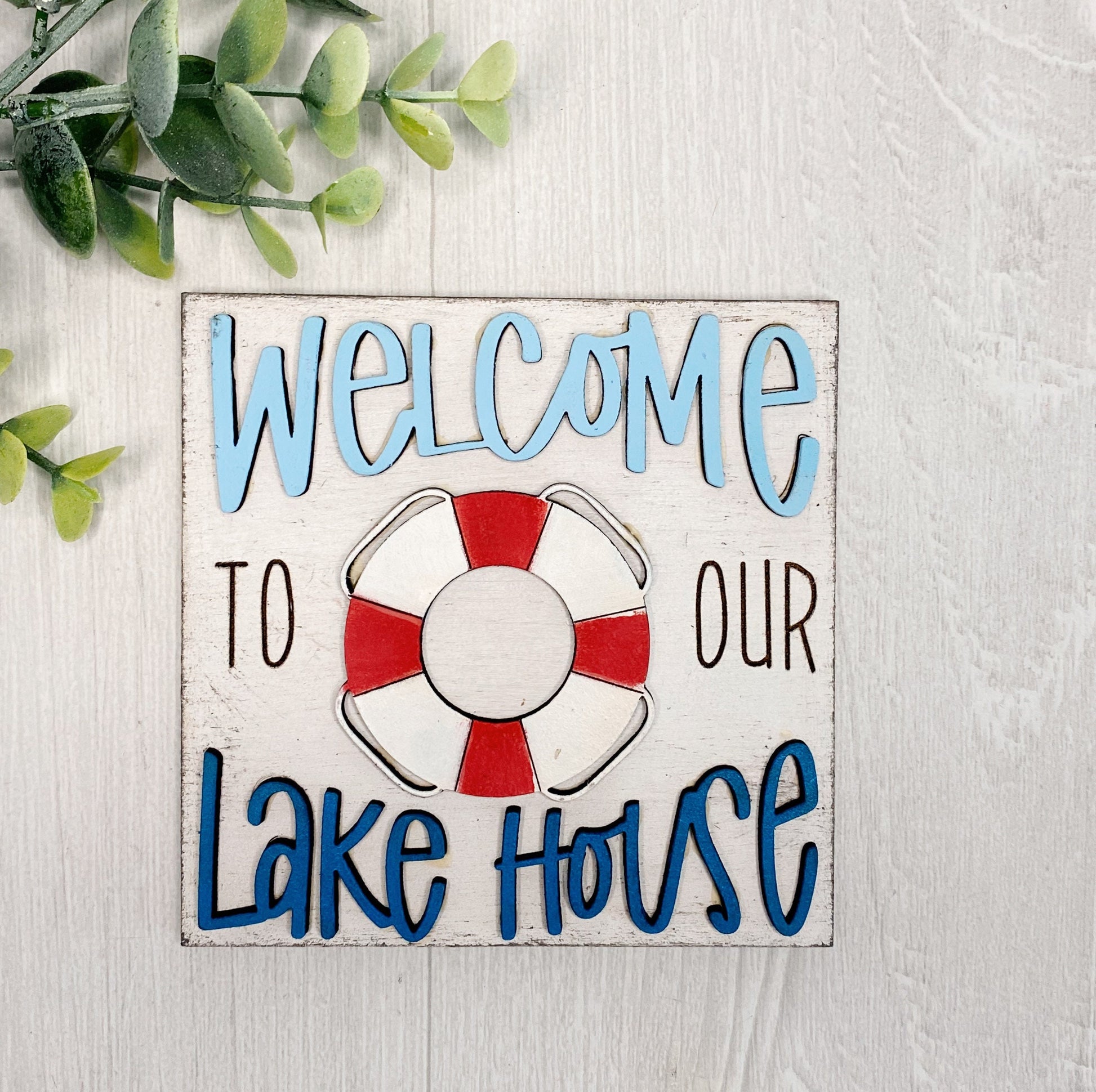 Lake Life Leaning Ladder Interchangeable Tile House Boat Tiered Tray Sign Farmhouse Summer Cabin Seasonal Decor Insert Mini 3D Wood Sign