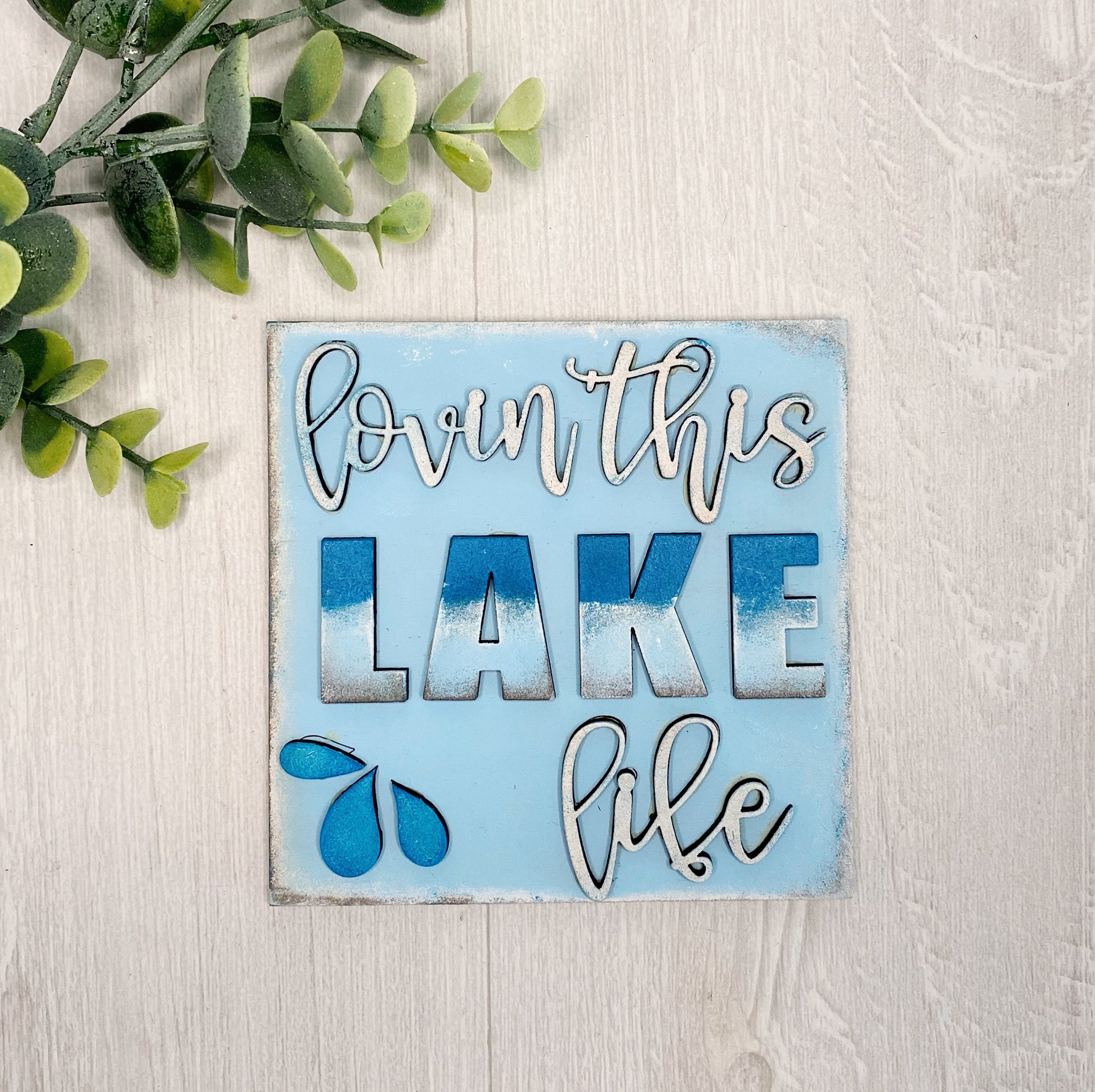 Lake Life Leaning Ladder Interchangeable Tile House Boat Tiered Tray Sign Farmhouse Summer Cabin Seasonal Decor Insert Mini 3D Wood Sign