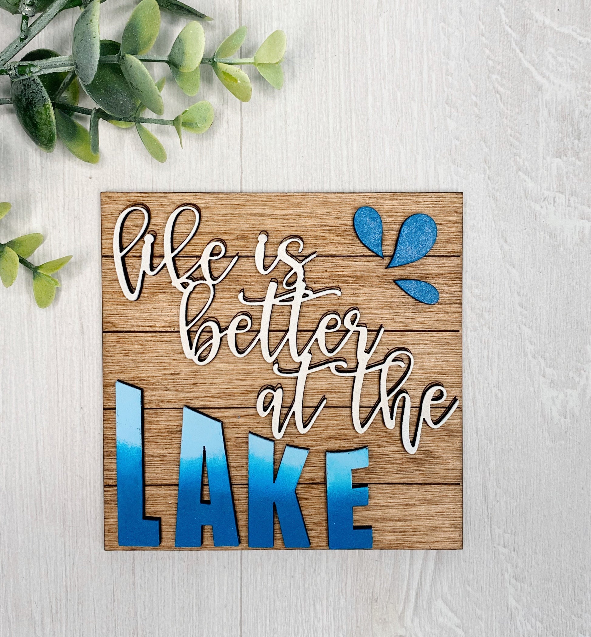 Lake Life Leaning Ladder Interchangeable Tile House Boat Tiered Tray Sign Farmhouse Summer Cabin Seasonal Decor Insert Mini 3D Wood Sign