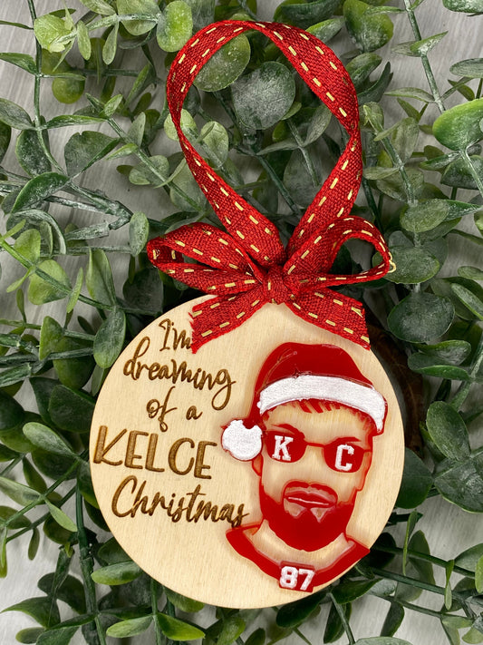 Kelce Christmas Ornament | Travis Kelce Chiefs Santa Ornament