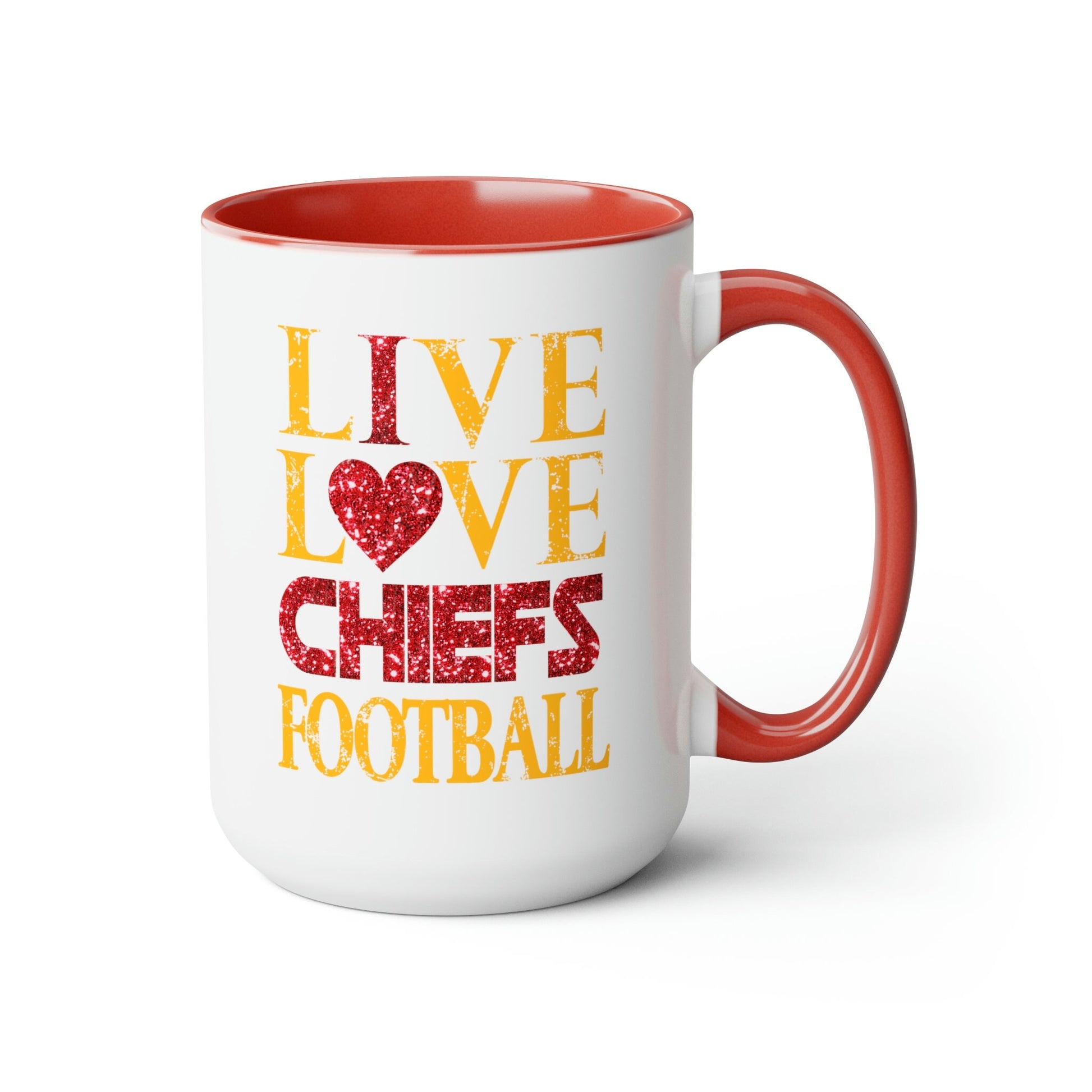 Live Love KC Chiefs Football Coffee Mug Kansas City Football Fan Gift Idea