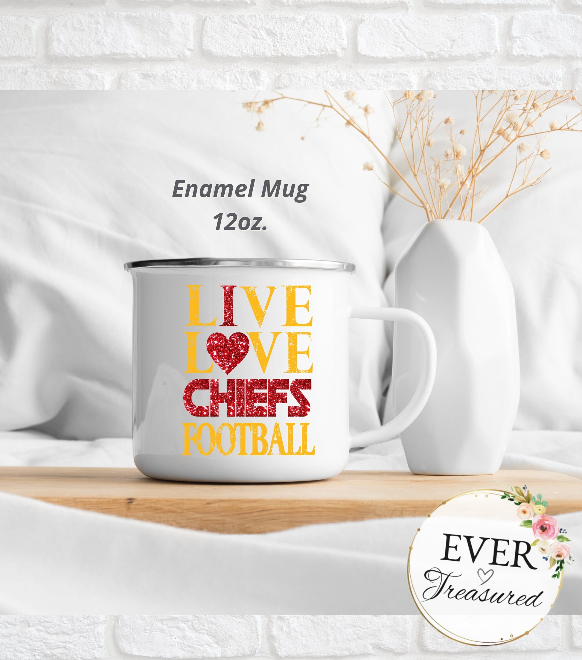 Live Love KC Chiefs Football Coffee Mug Kansas City Football Fan Gift Idea