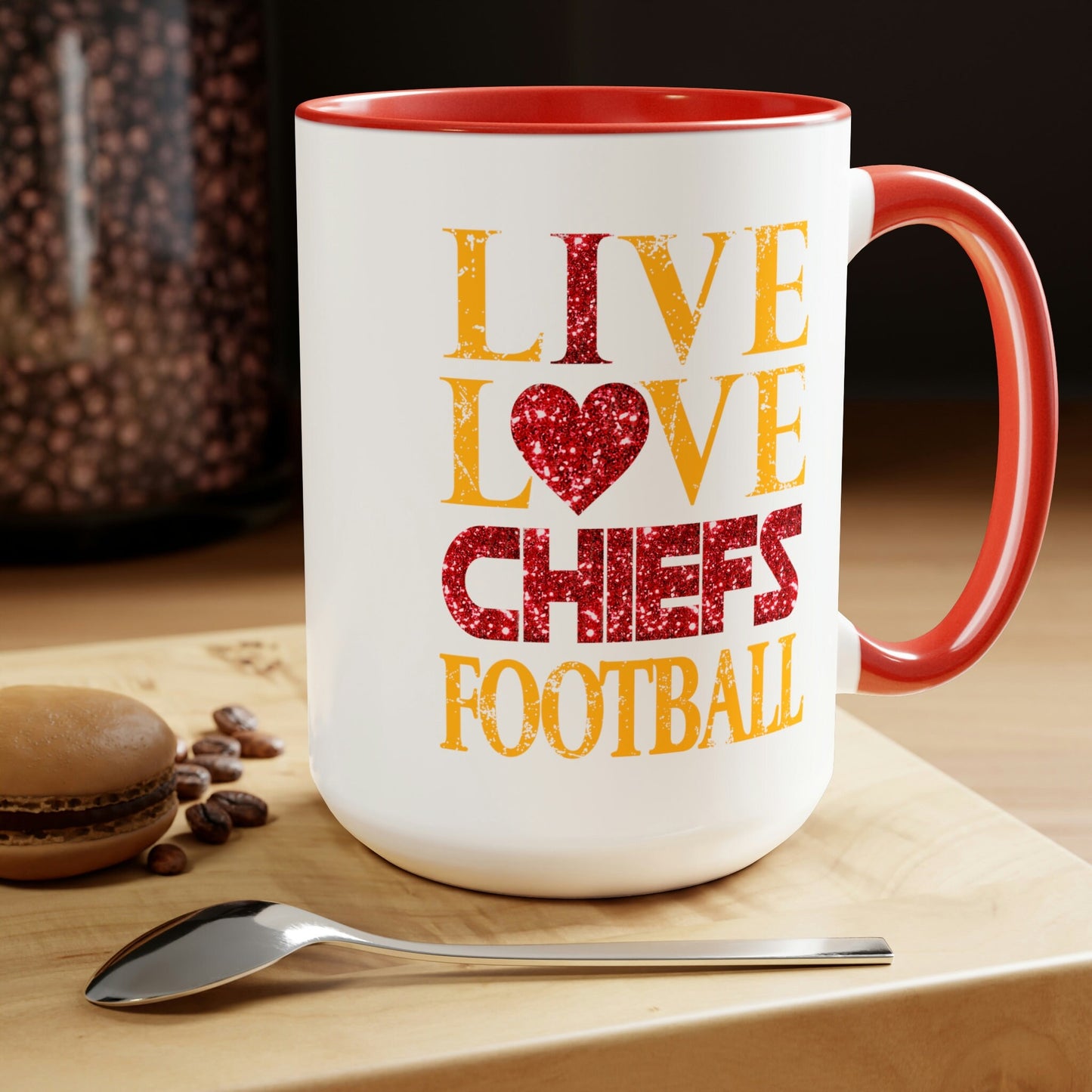 Live Love KC Chiefs Football Coffee Mug Kansas City Football Fan Gift Idea