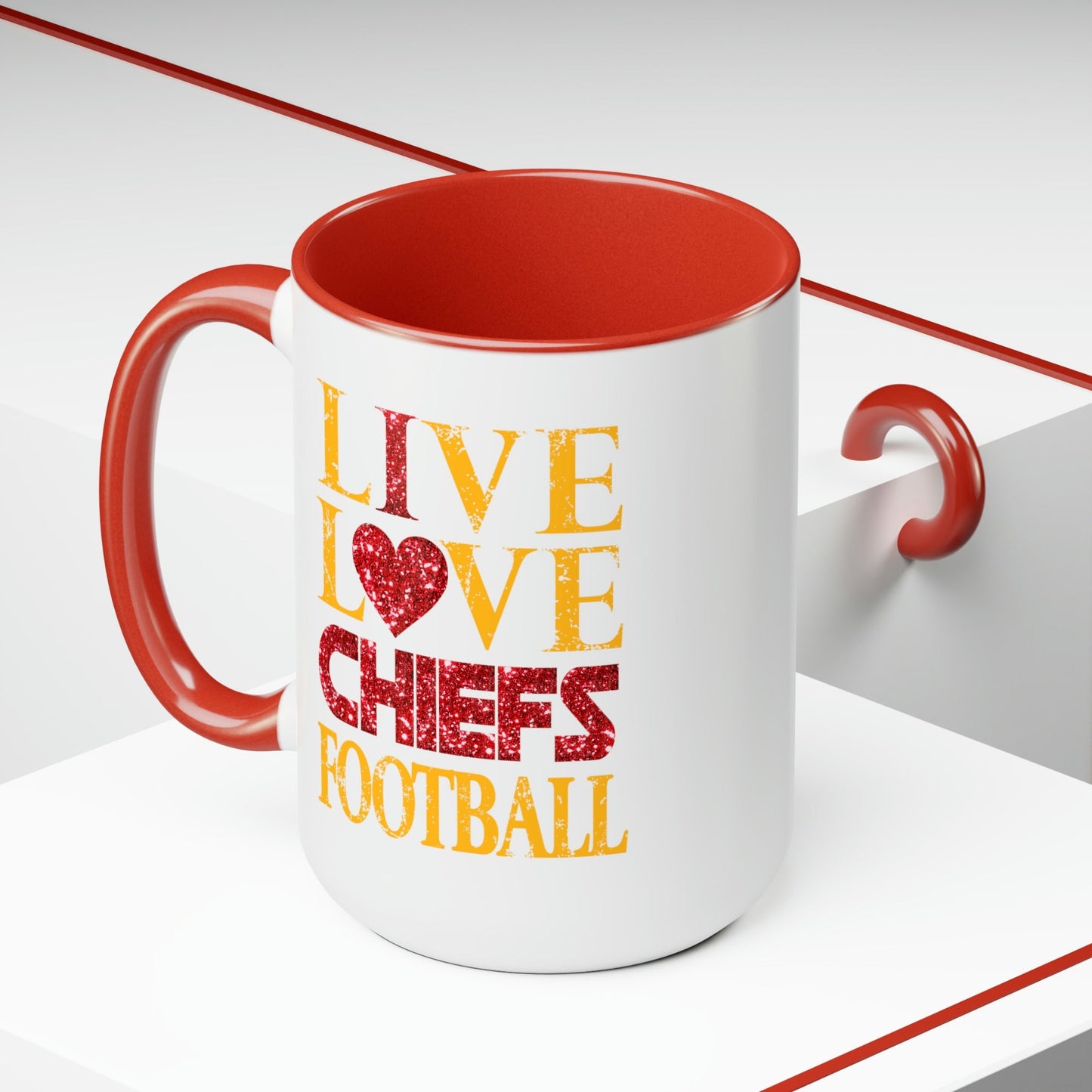 Live Love KC Chiefs Football Coffee Mug Kansas City Football Fan Gift Idea