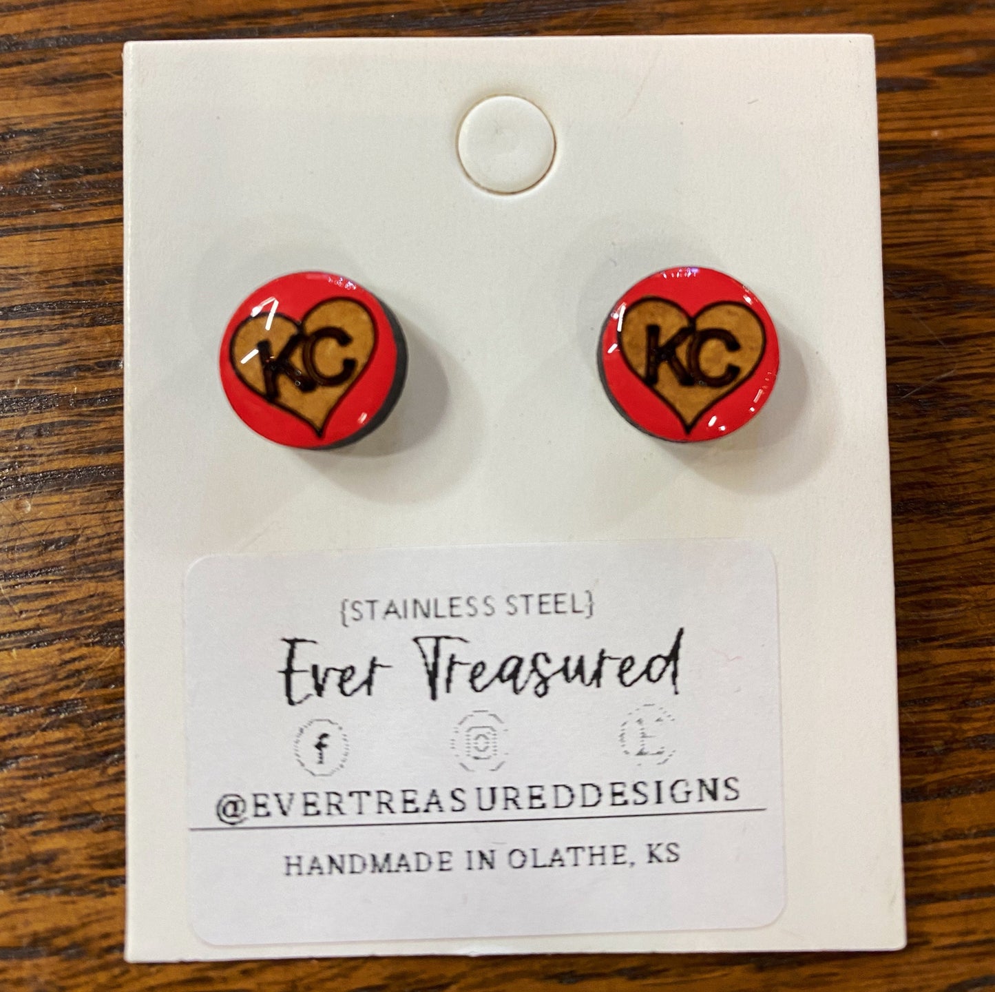 Heart KC Chiefs Arrowhead Earrings Love Kansas City Studs