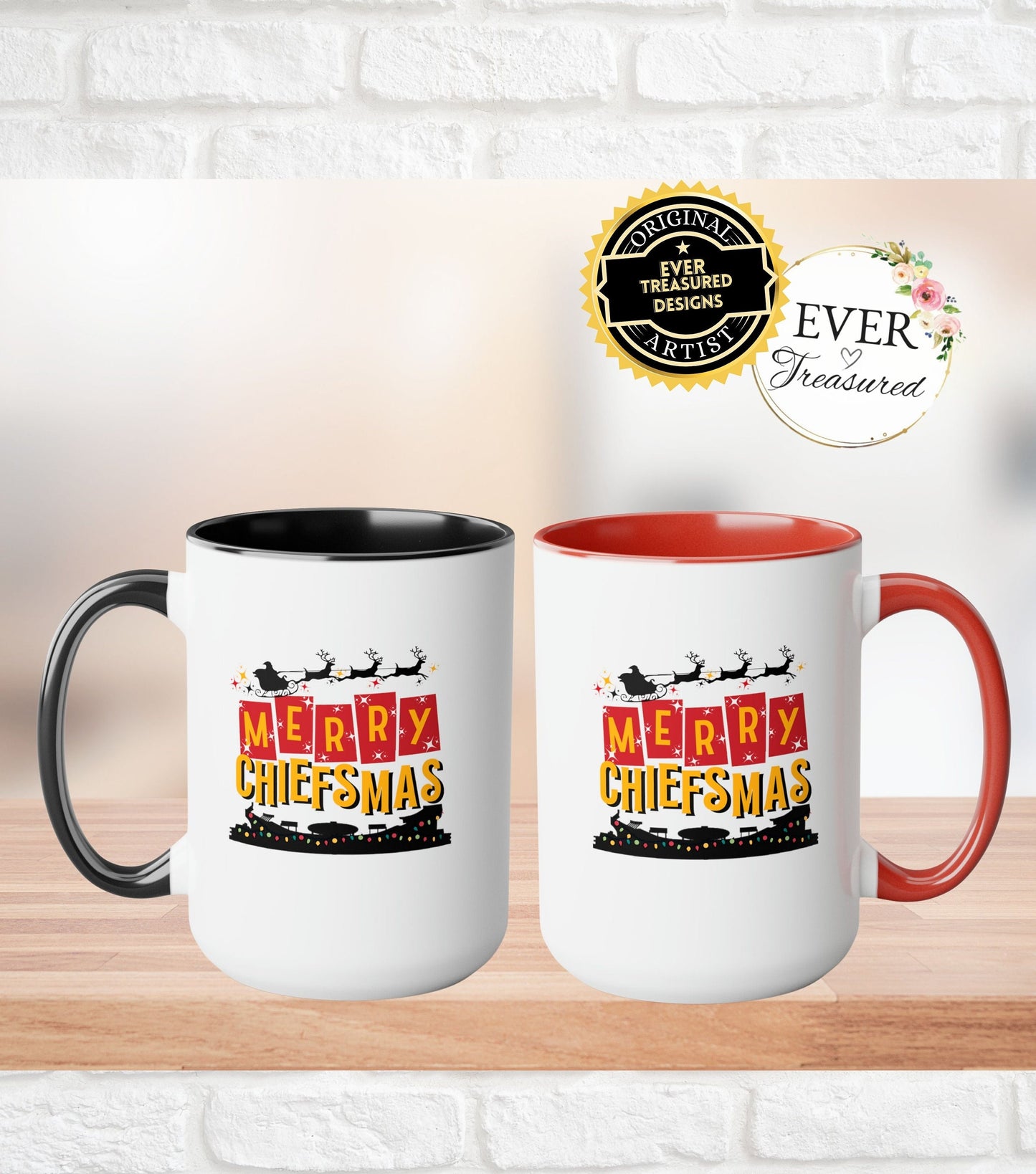 Merry Chiefsmas KC Chiefs Coffee Mug Kansas City Football Fan Christmas Morning Gift Idea