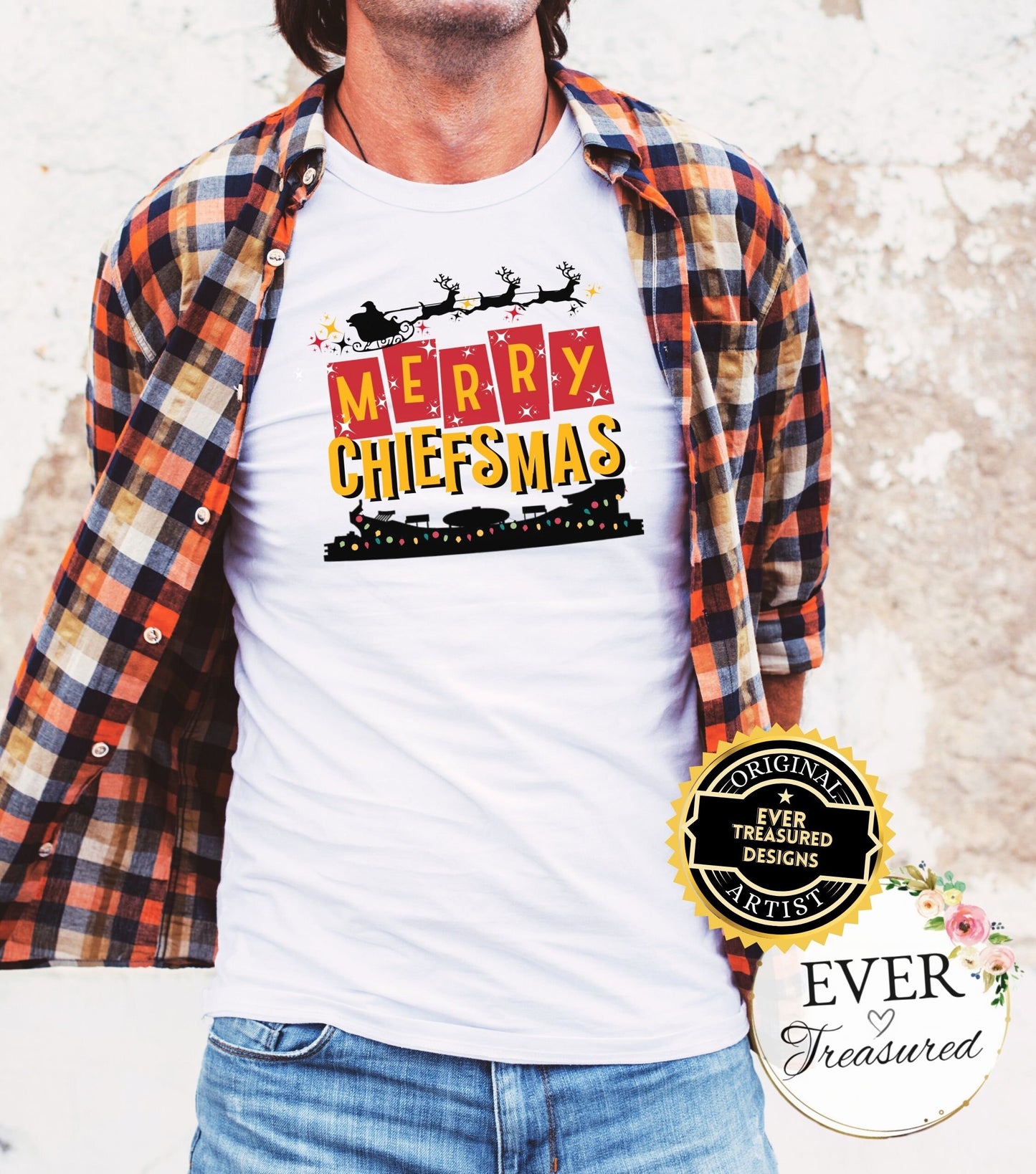 Kansas City Chiefs Merry Chiefsmas Tshirt Unisex | Arrowhead KC Christmas Eve Santa Shirt