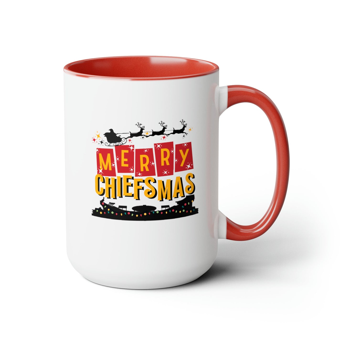 Merry Chiefsmas KC Chiefs Coffee Mug Kansas City Football Fan Christmas Morning Gift Idea