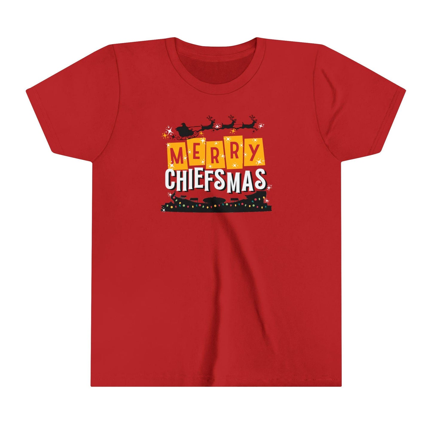 Kansas City Chiefs Christmas Arrowhead Youth Short Sleeve Tee | Holiday Kids Shirt, Santa Eve Gift, Chiefsmas Tshirt, KC Football Tee, Youth