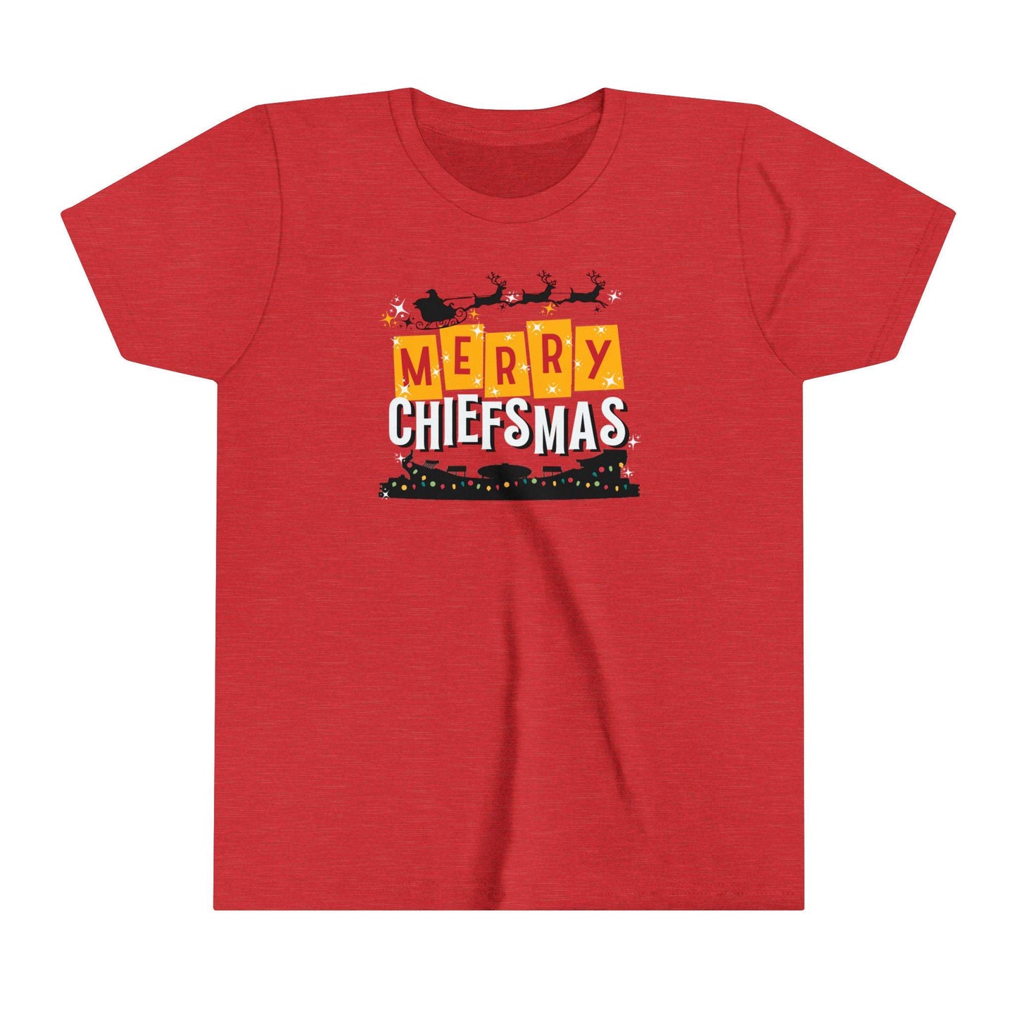 Kansas City Chiefs Christmas Arrowhead Youth Short Sleeve Tee | Holiday Kids Shirt, Santa Eve Gift, Chiefsmas Tshirt, KC Football Tee, Youth