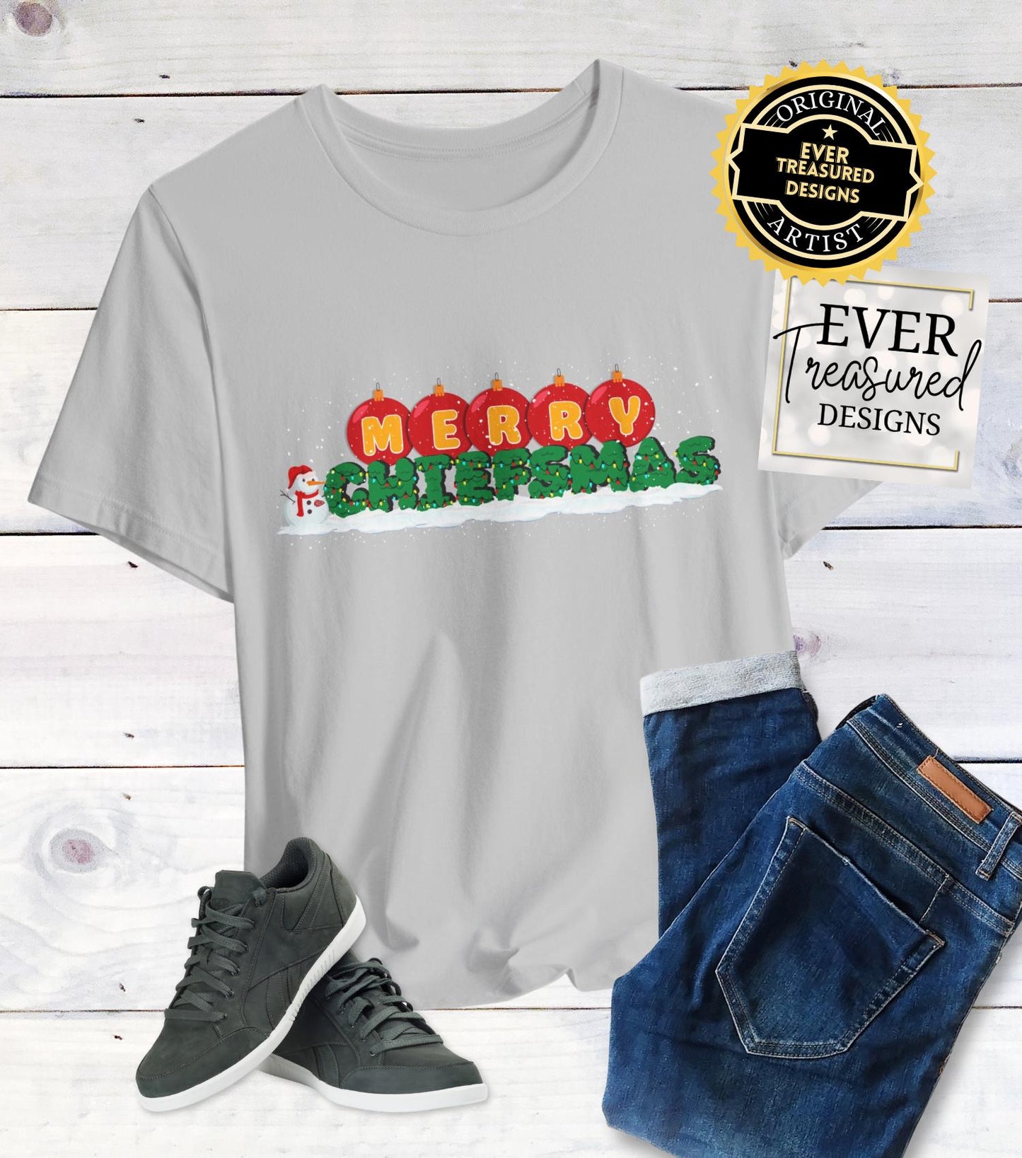 Merry Chiefsmas Kansas City Chiefs Christmas Scene Tshirt, KC Football Snowman Holiday Unisex Tee, Team Fan Apparel Gift