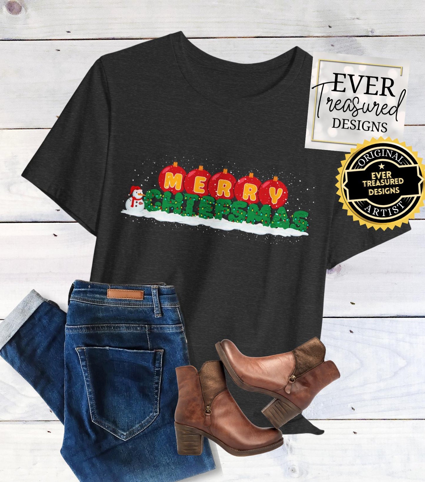 Merry Chiefsmas Kansas City Chiefs Christmas Scene Tshirt, KC Football Snowman Holiday Unisex Tee, Team Fan Apparel Gift