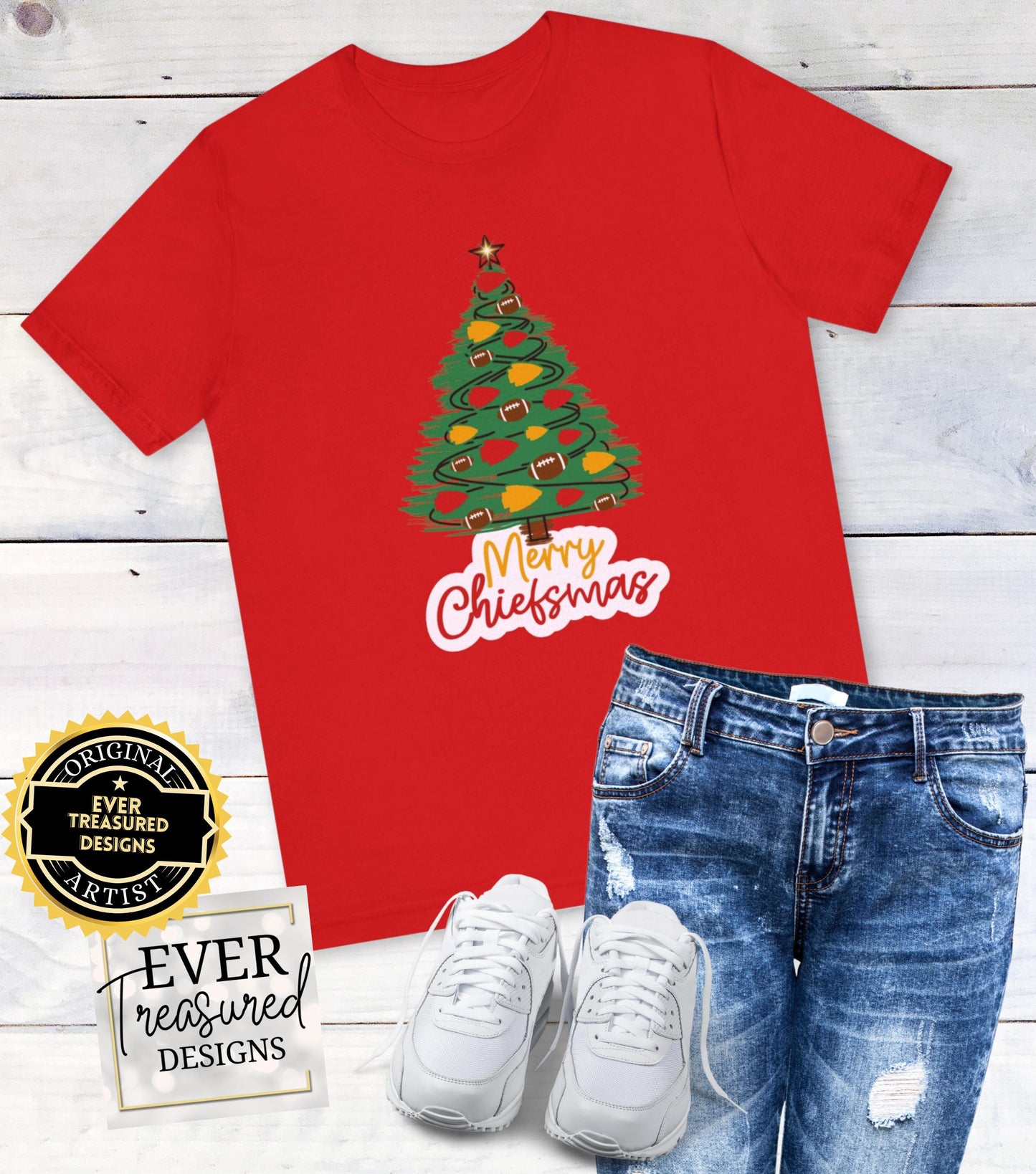 Kansas City Chiefs Christmas Tree Tee, Chiefsmas Santa Tshirt, Family Holiday Shirt for KC Footall Fans