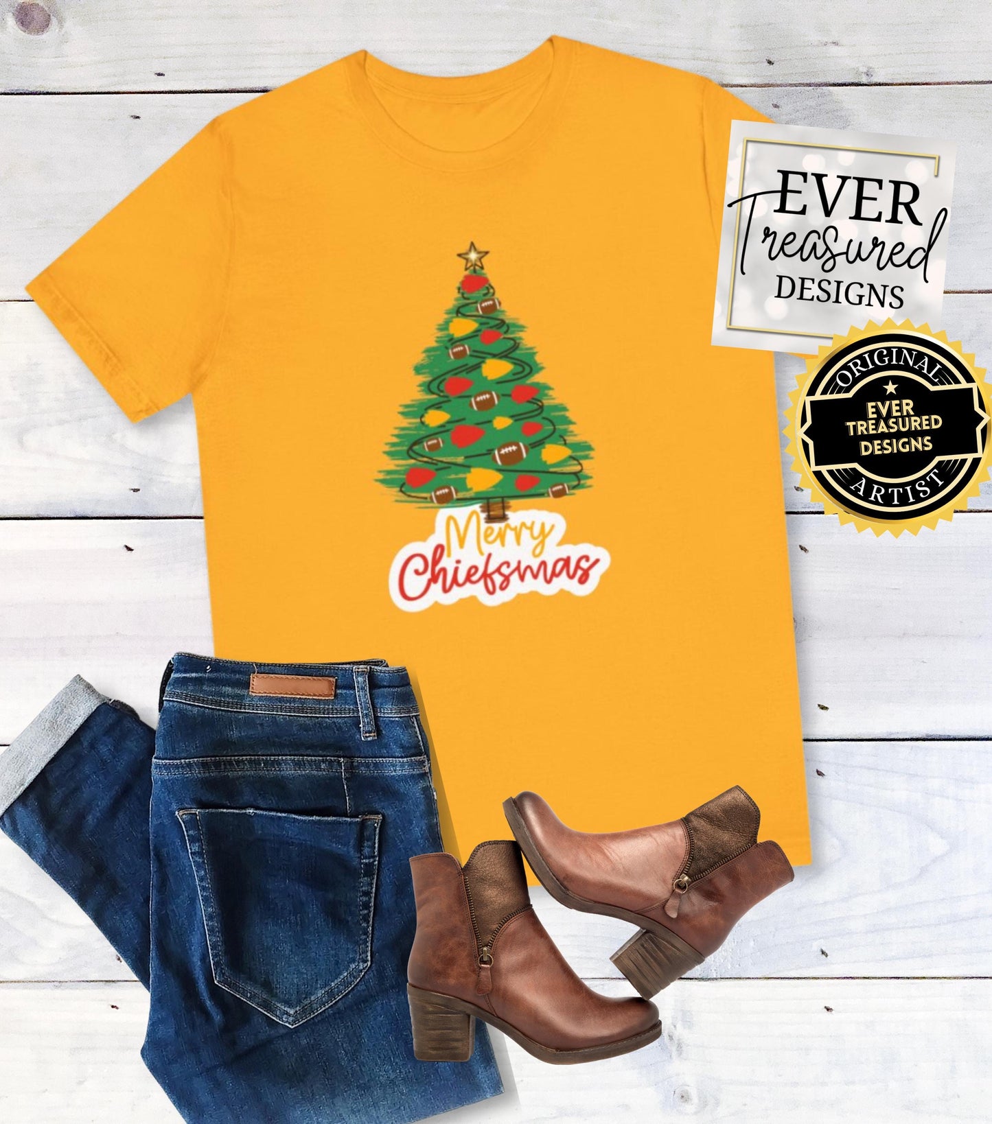 Kansas City Chiefs Christmas Tree Tee, Chiefsmas Santa Tshirt, Family Holiday Shirt for KC Footall Fans