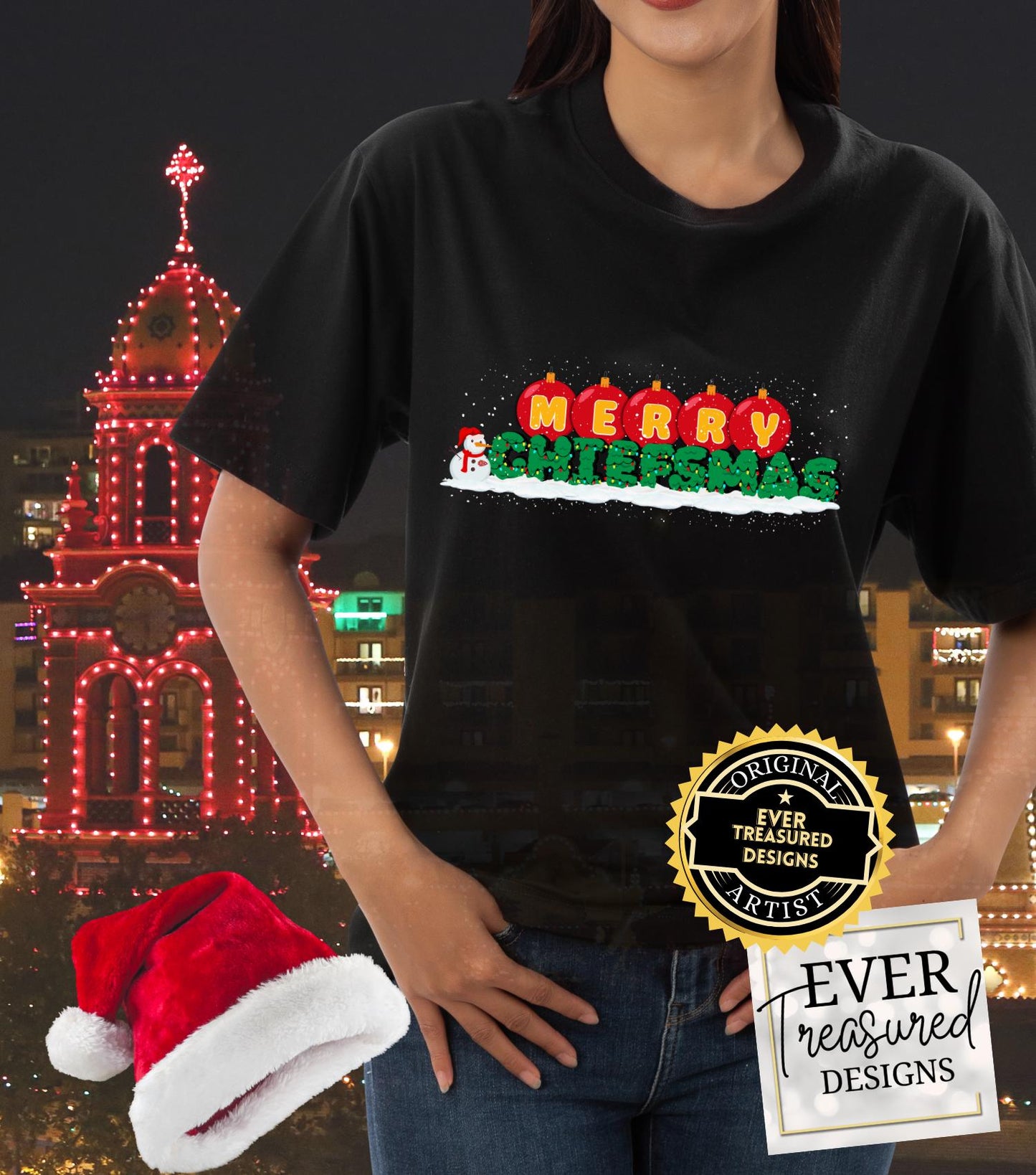 Merry Chiefsmas Kansas City Chiefs Christmas Scene Tshirt, KC Football Snowman Holiday Unisex Tee, Team Fan Apparel Gift