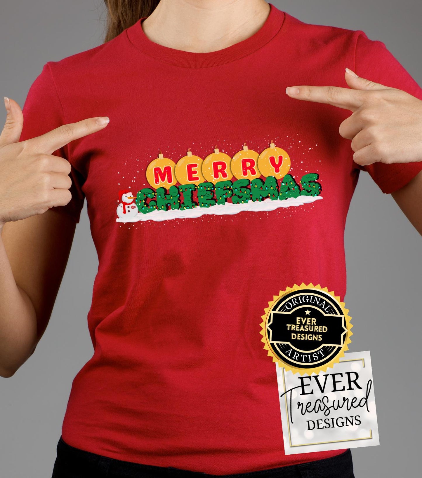 Merry Chiefsmas Kansas City Chiefs Christmas Scene Tshirt, KC Football Snowman Holiday Unisex Tee, Team Fan Apparel Gift